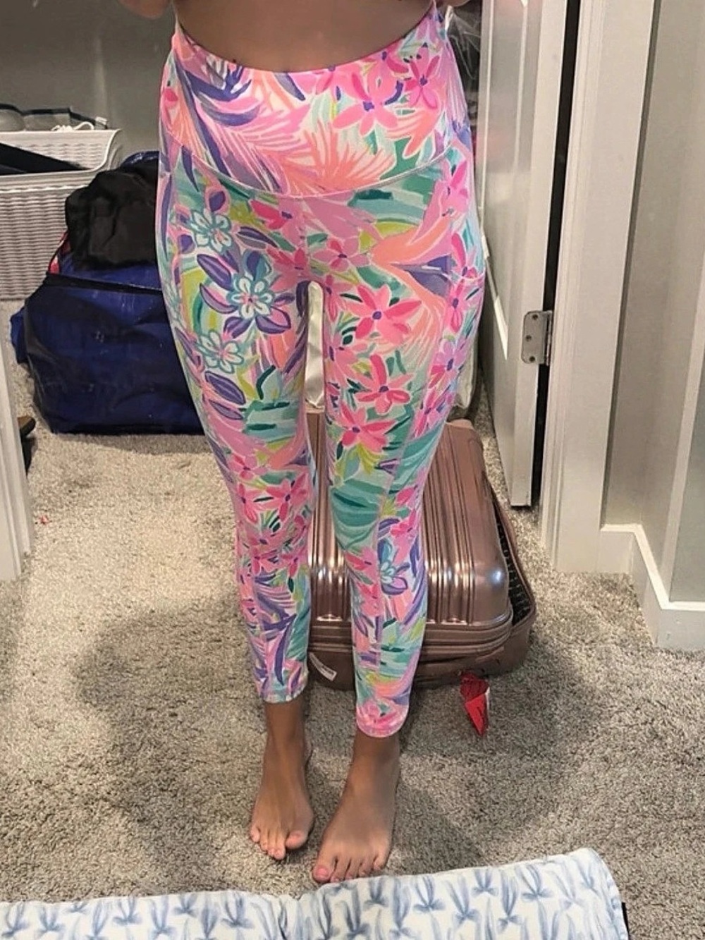 Lilly Pulitzer Luxletic Weekender High Rise Midi Legging Floral Leggings Pink XS